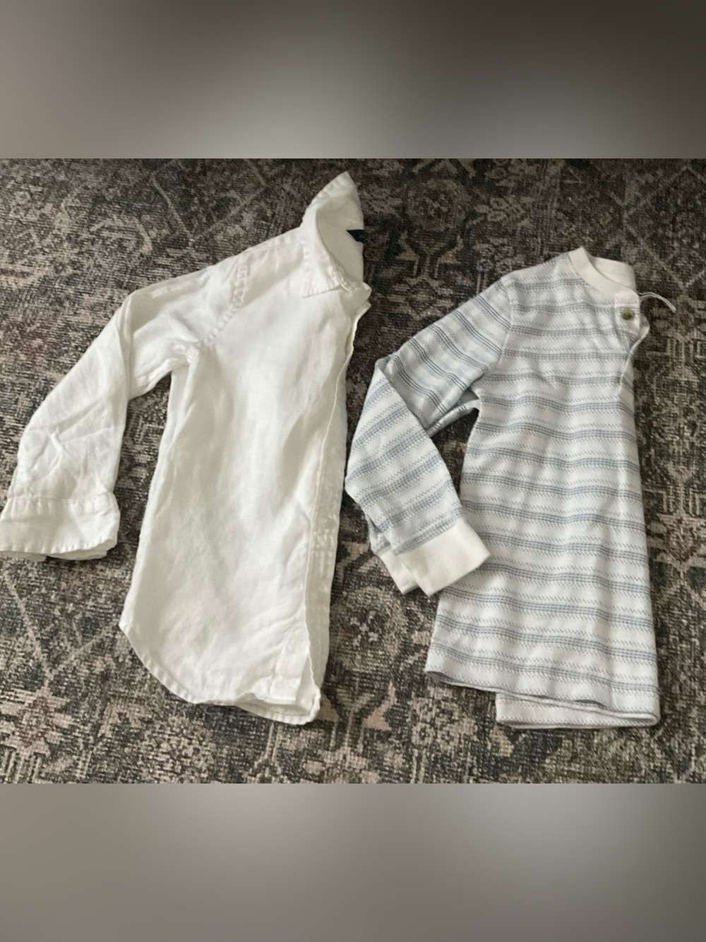 Janie and Jack White Button-Down with Light Blue Striped Knit Top